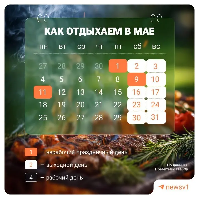 Праздничные нерабочие дни по случаю Дня Победы пройдут с 9 по 11 мая включительно.