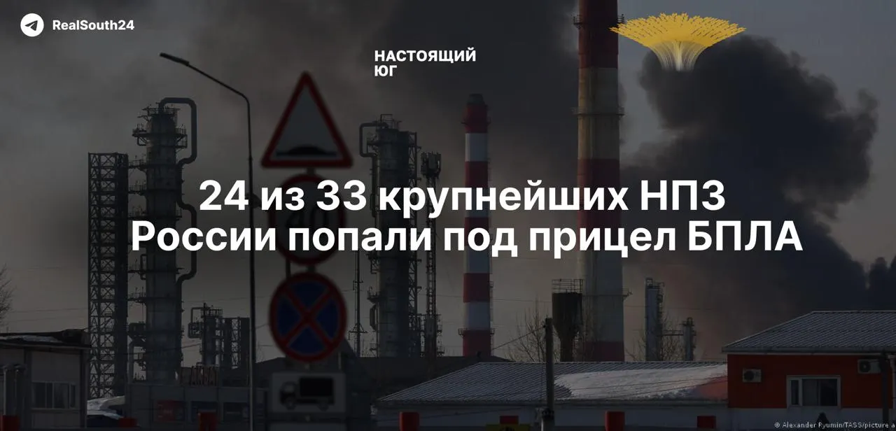 С начала полномасштабной войны по российским НПЗ нанесено не менее 158 ударов; по оценкам, это привело к выводу из строя около 25% мощностей и падению переработки до уровней 2009 года.