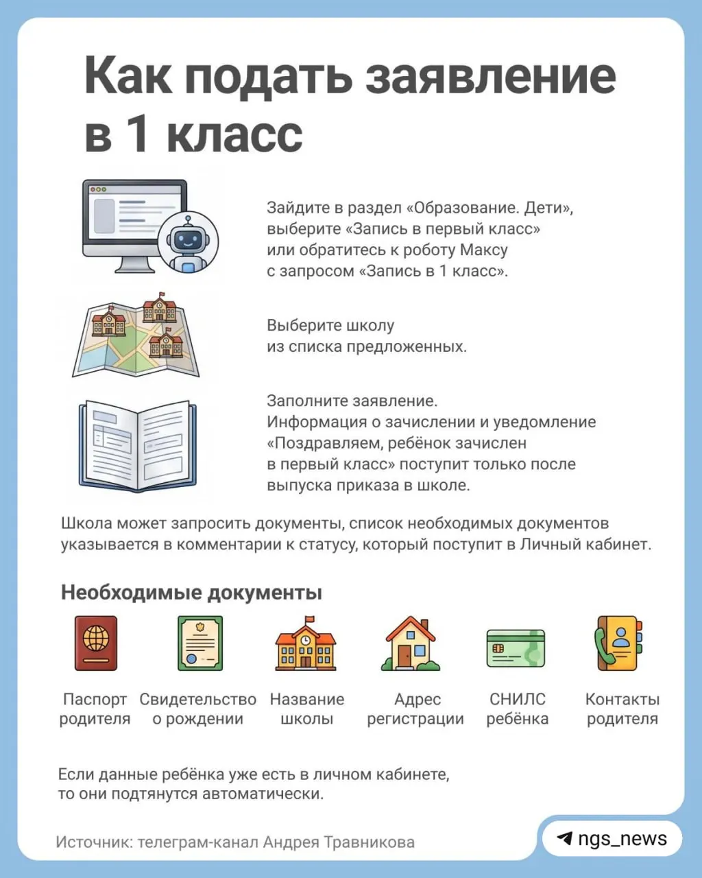 Родители могут подать заявления в школы, не закреплённые за адресом проживания ребёнка, через «Госуслуги» или по телефону 110. Приём заявлений на свободные места продлится до 5 сентября.